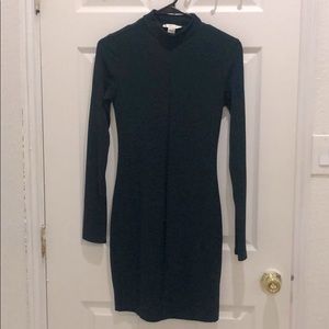 Fitted Mock Neck Long Sleep Dress